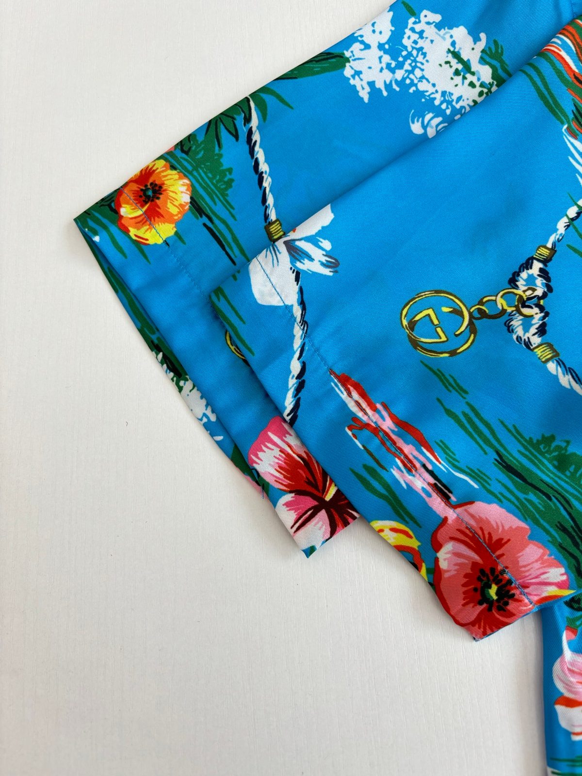 Gucci Floral Wave Print Silk Shirt