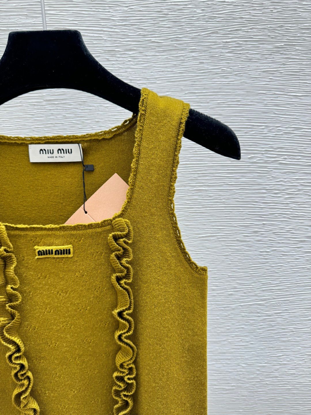 Miu Miu Ruffled Wool Tank Top