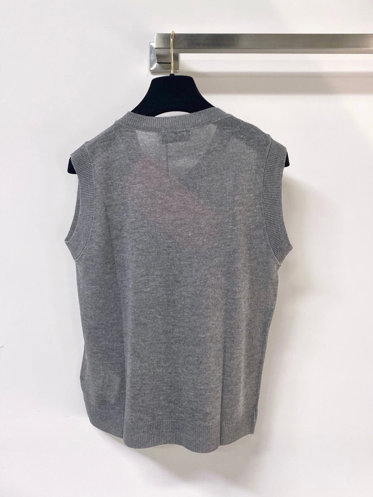 Grey Wool Nylon Silk Blend Vest with Bow Ties