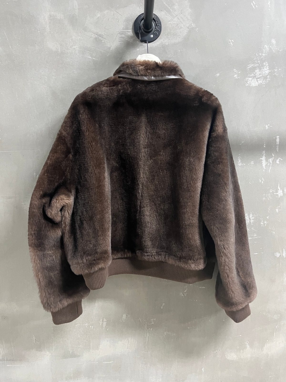 Brown Mohair Blend Bomber Jacket