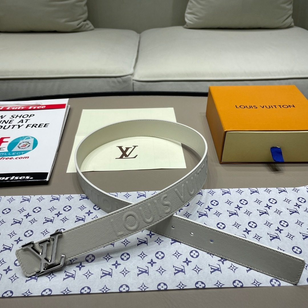 Louis Vuitton Monogram White Leather Belt