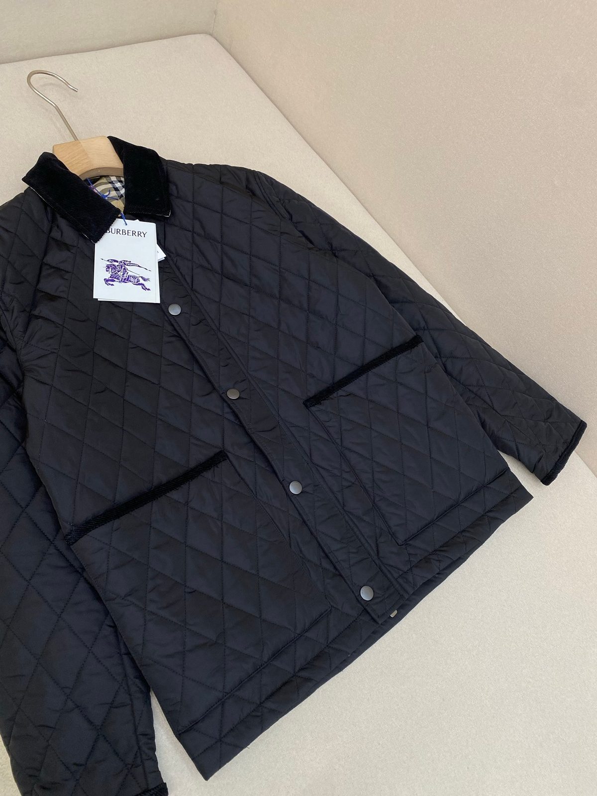 Burberry Quilted Jacket with Velvet Collar