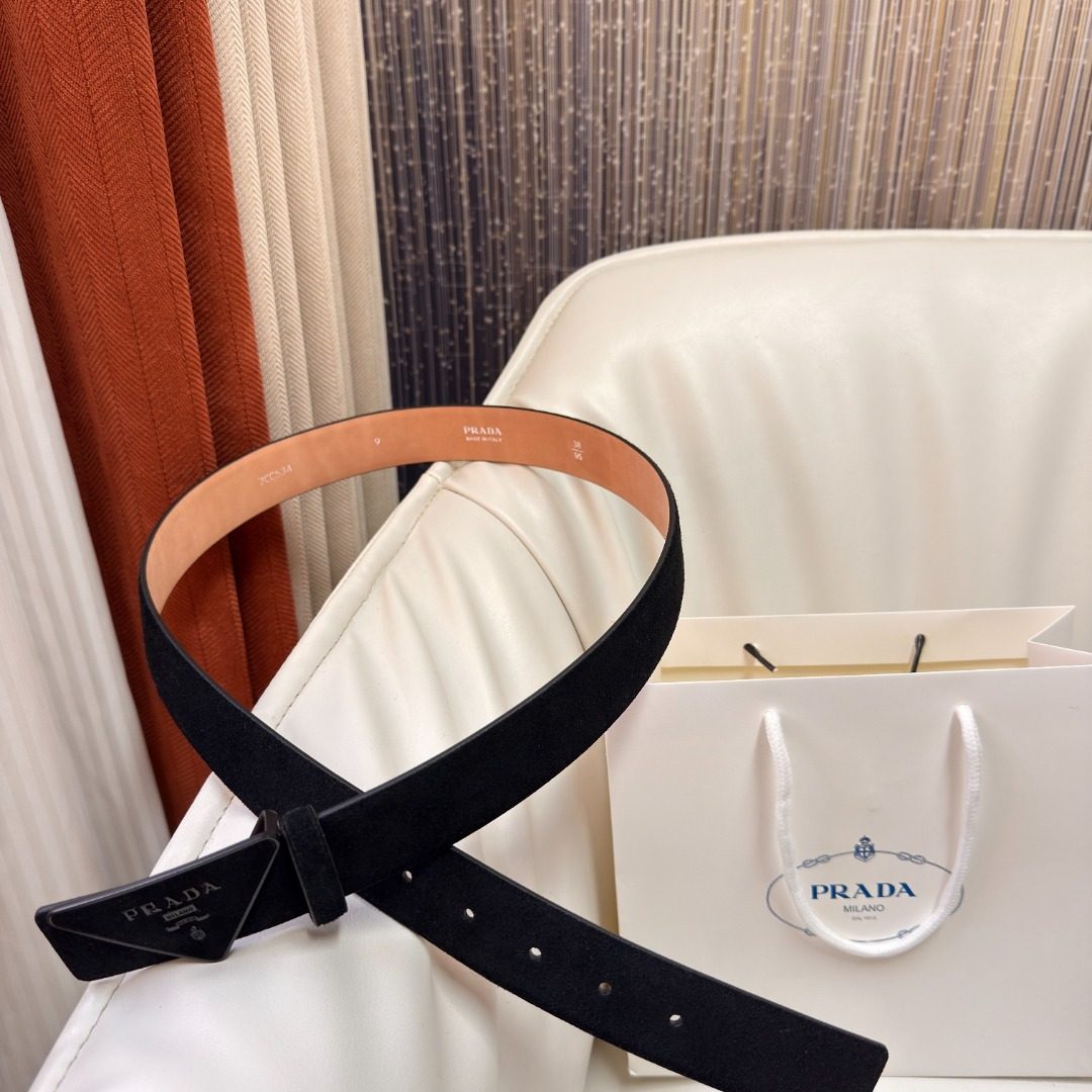 Prada Reversible Leather Belt Black
