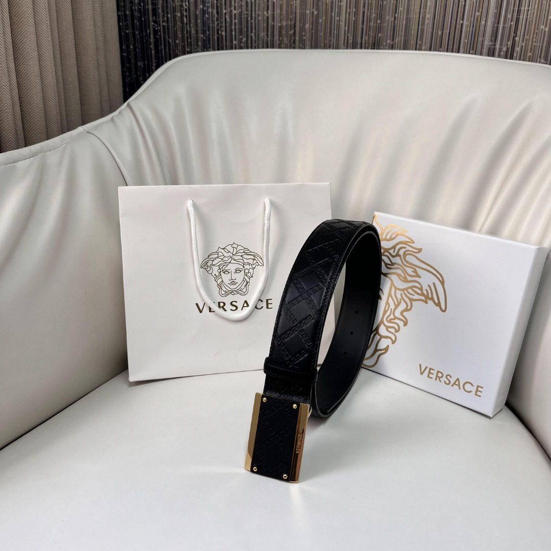 Versace Medusa Quilted Black Leather Belt