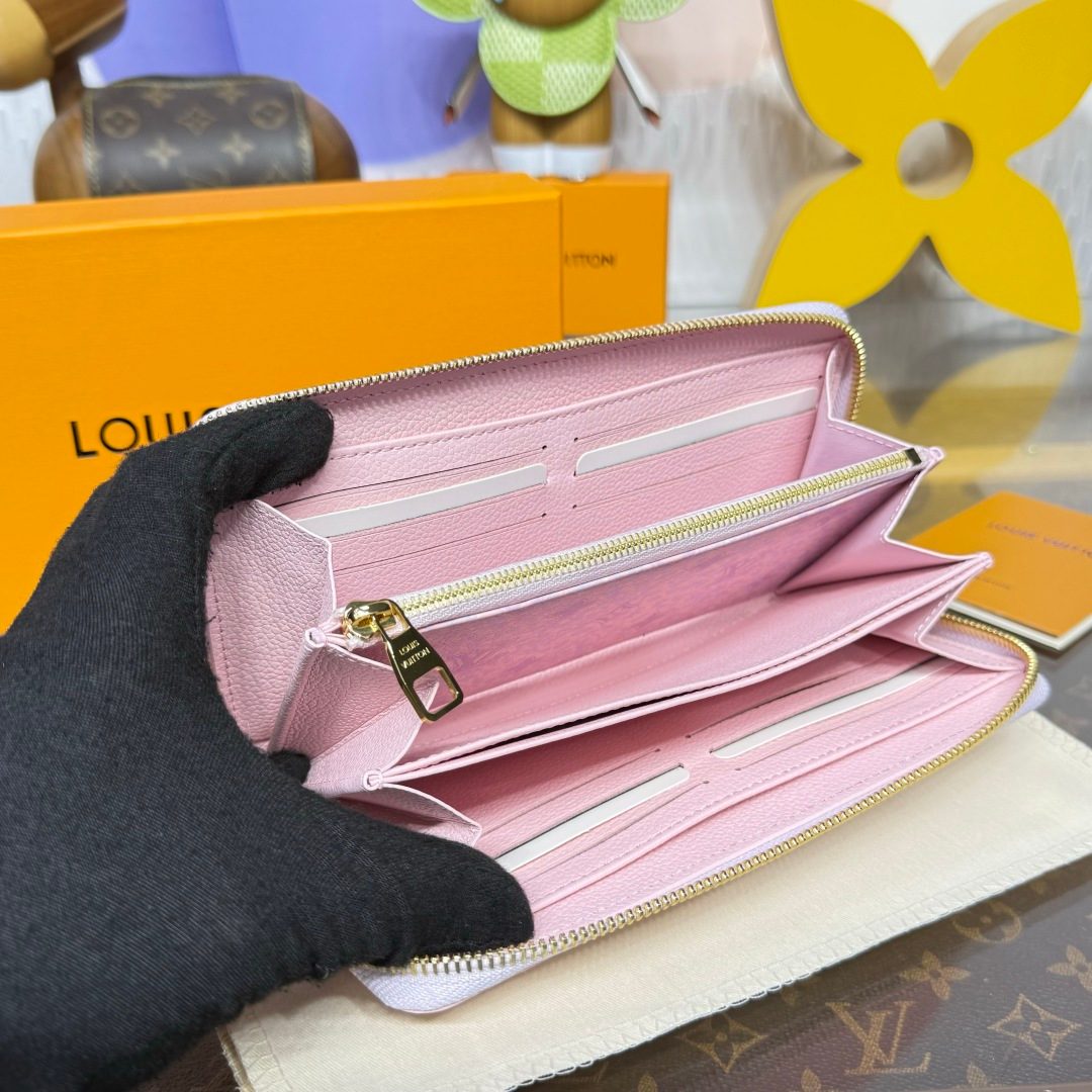 Louis Vuitton Pink Leather Zippy Wallet