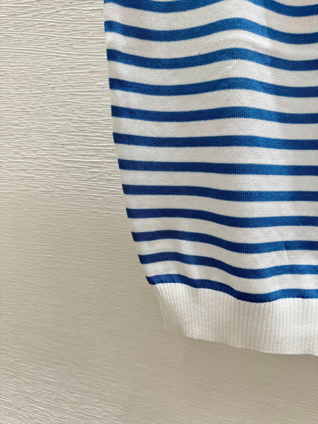 Blue and White Striped Crewneck Sweater