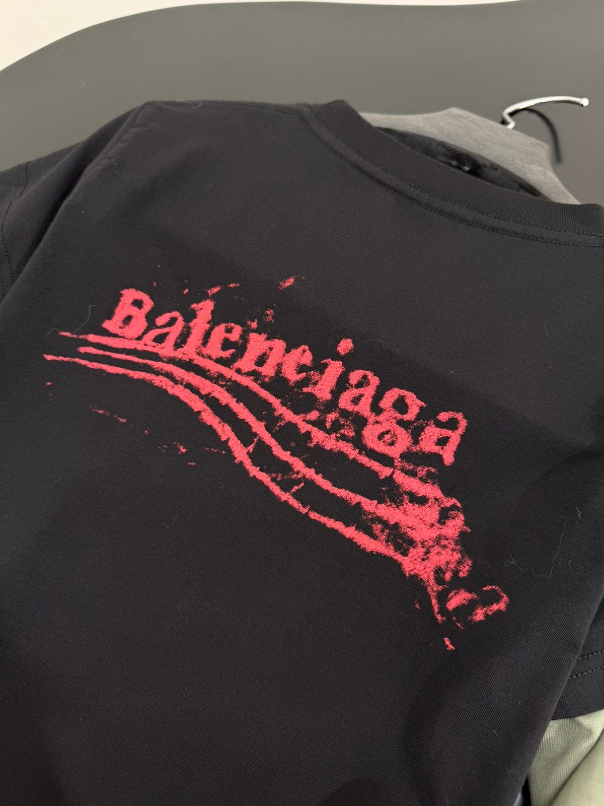 Balenciaga Distressed Logo T-Shirt Black