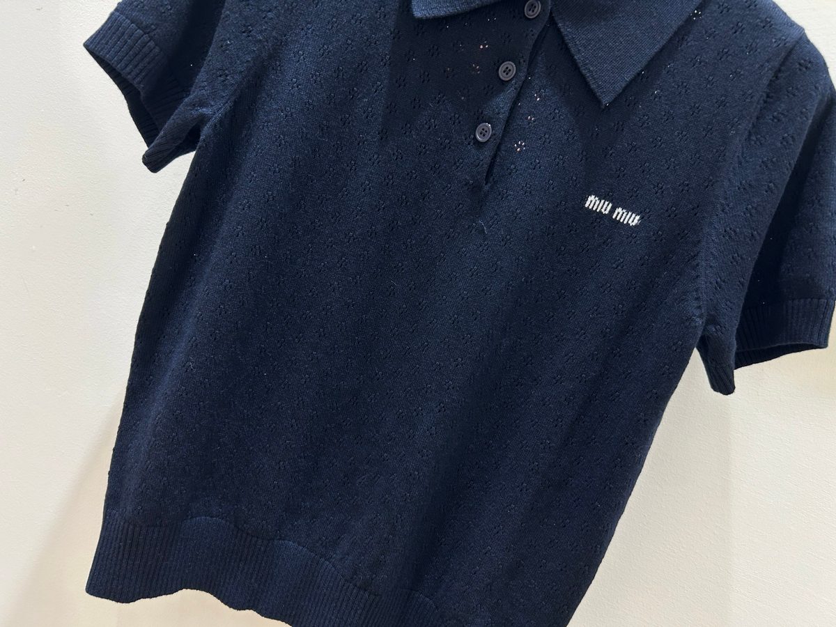Miu Miu Navy Wool Polo Shirt