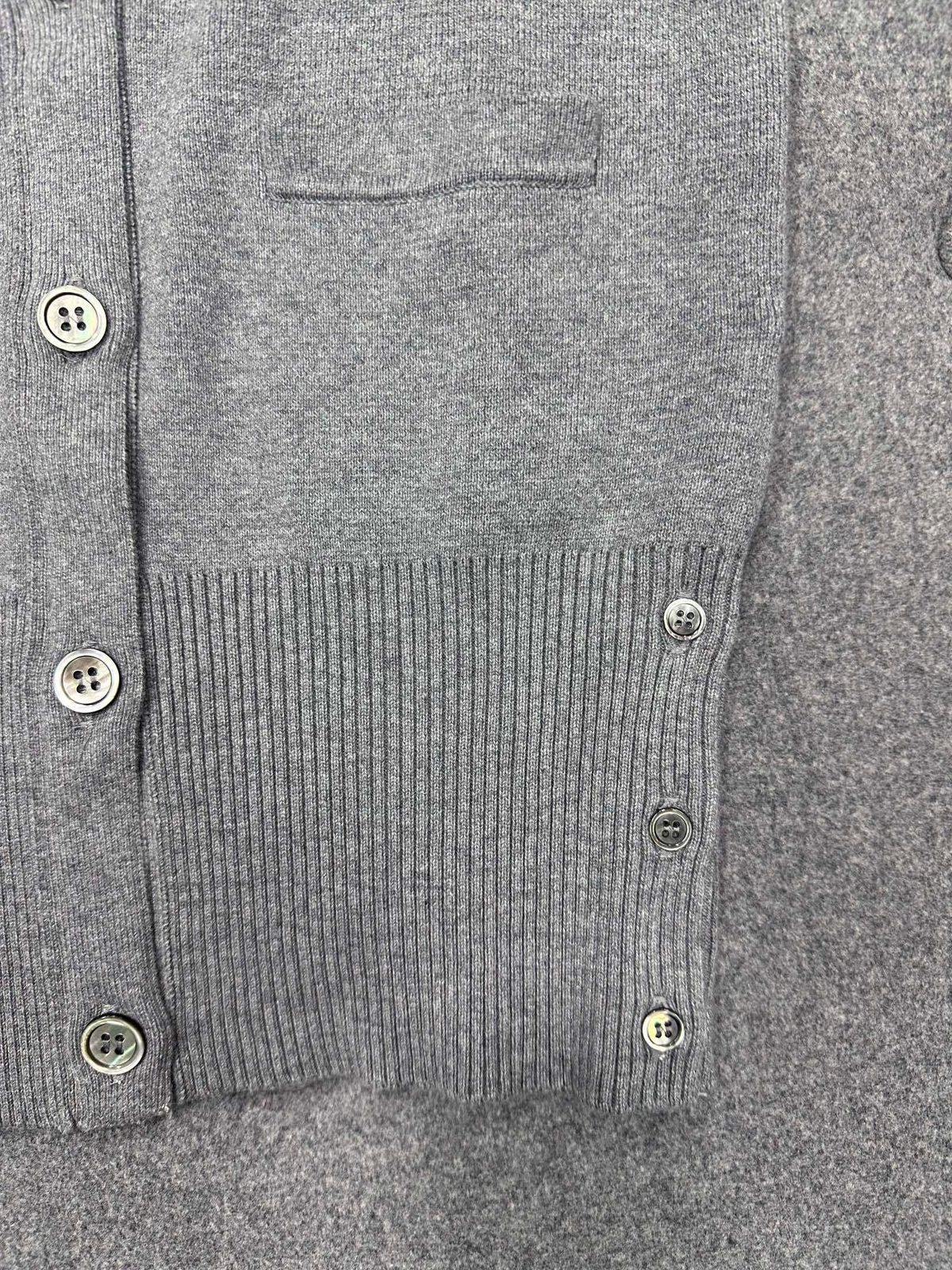 Grey Wool Blend Cardigan with Ribbed Details