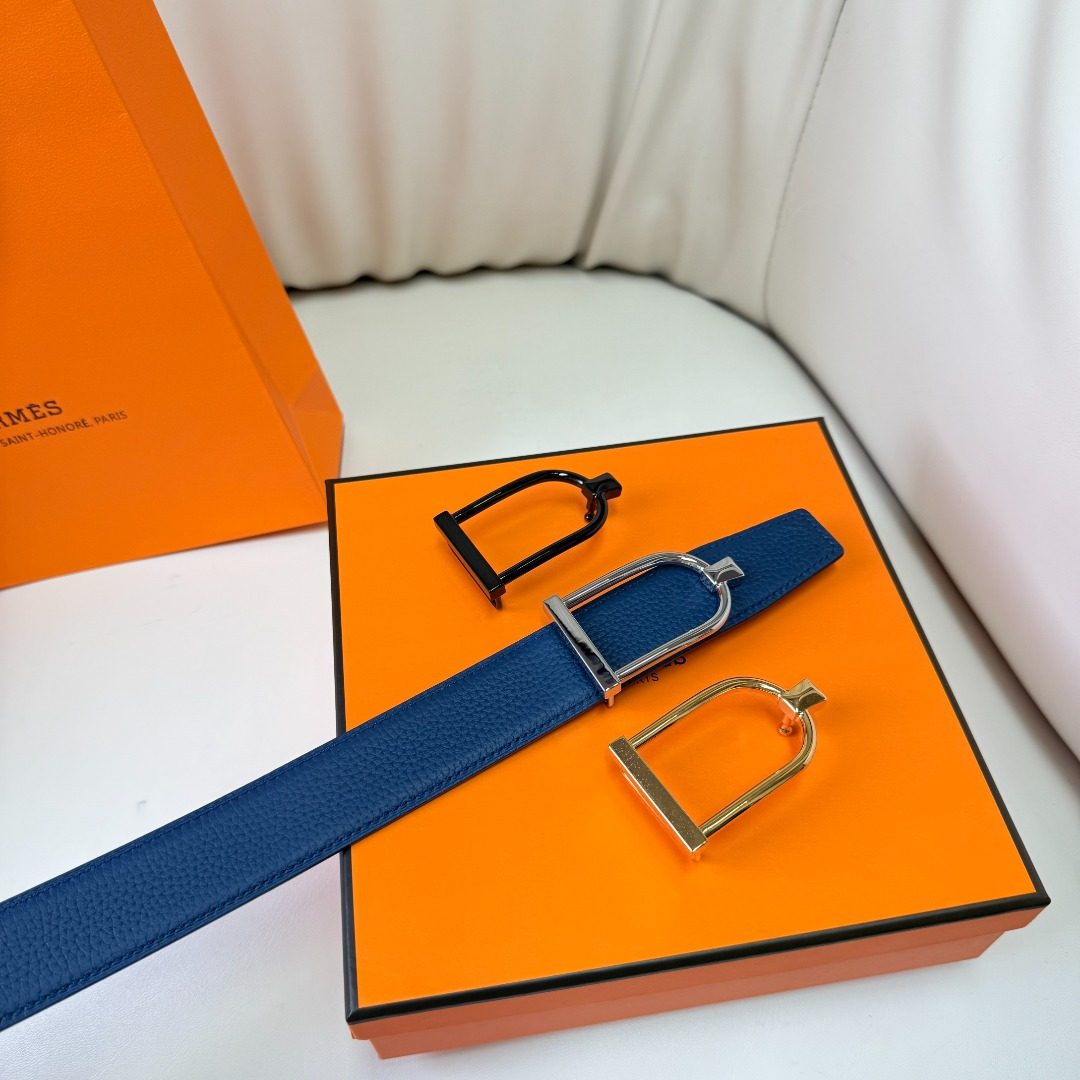 Hermès Reversible Leather Belt with Interchangeable Buckles
