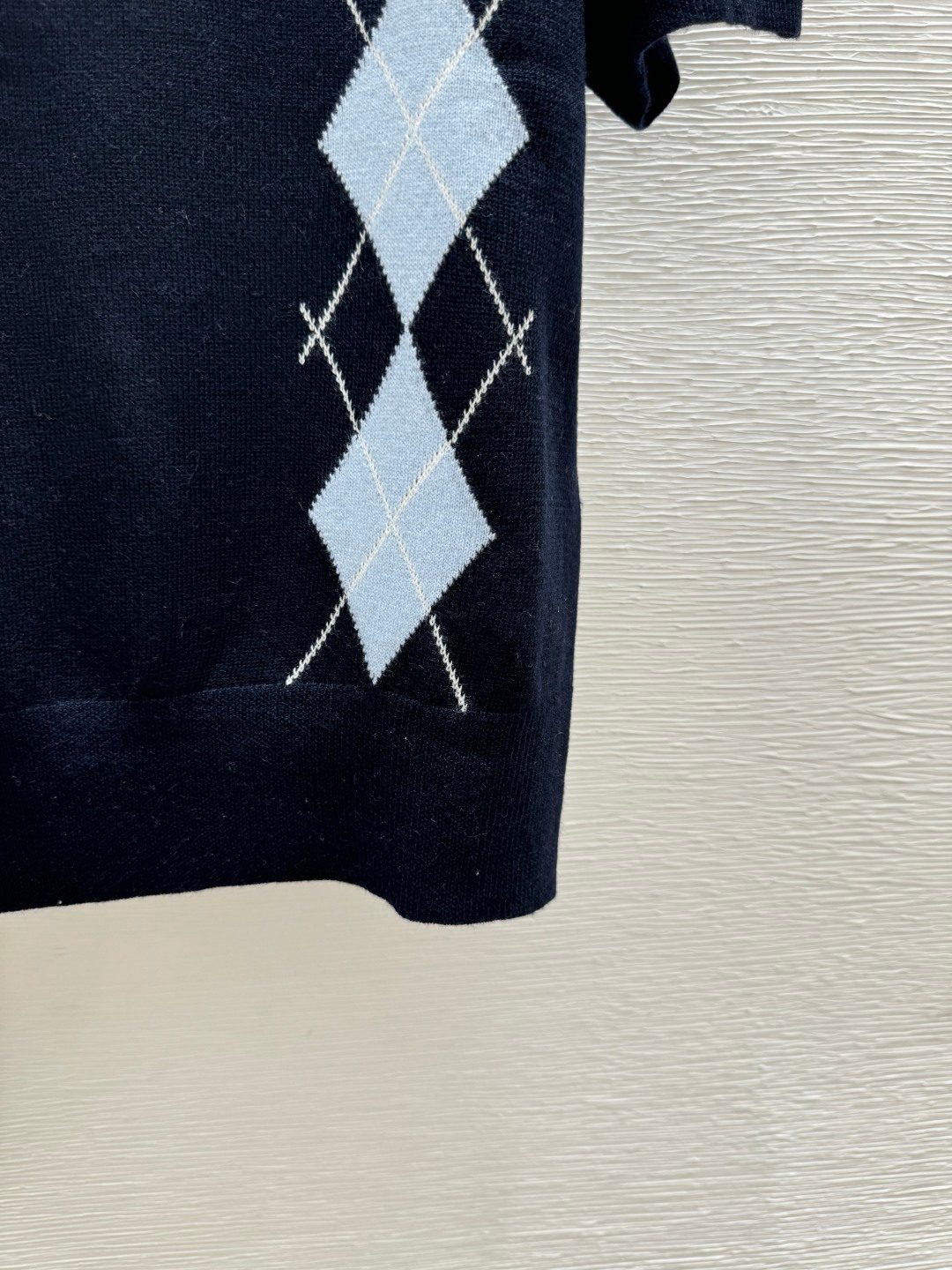 Navy Argyle Crewneck Knit Sweater