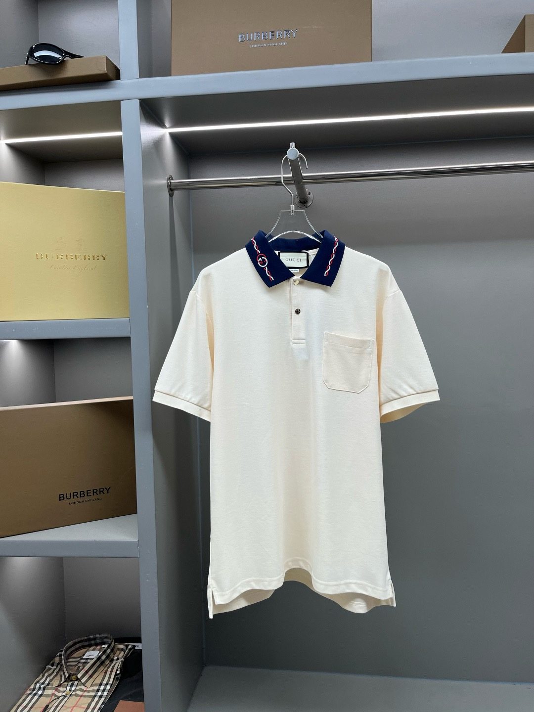 Gucci Striped Collar Polo Shirt