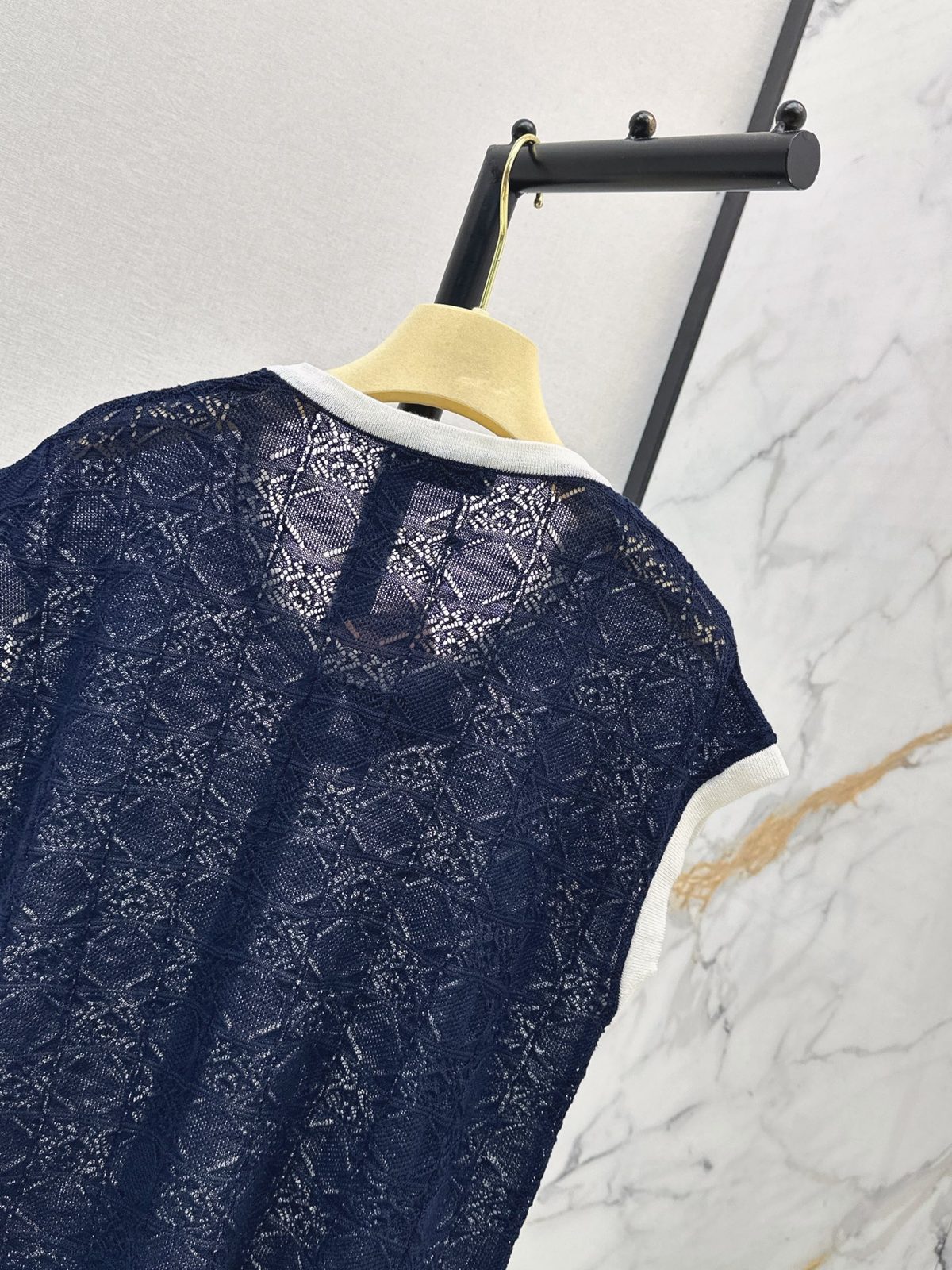 Miu Miu Lace Sleeveless Knit Vest Navy