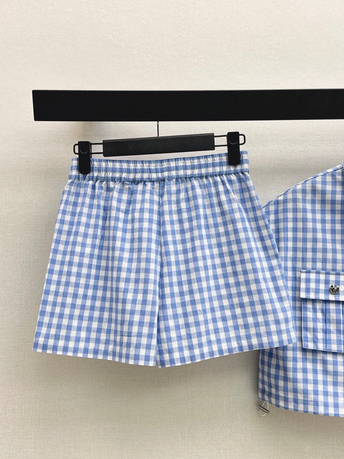 Prada Blue Gingham Check Shirt and Shorts Set