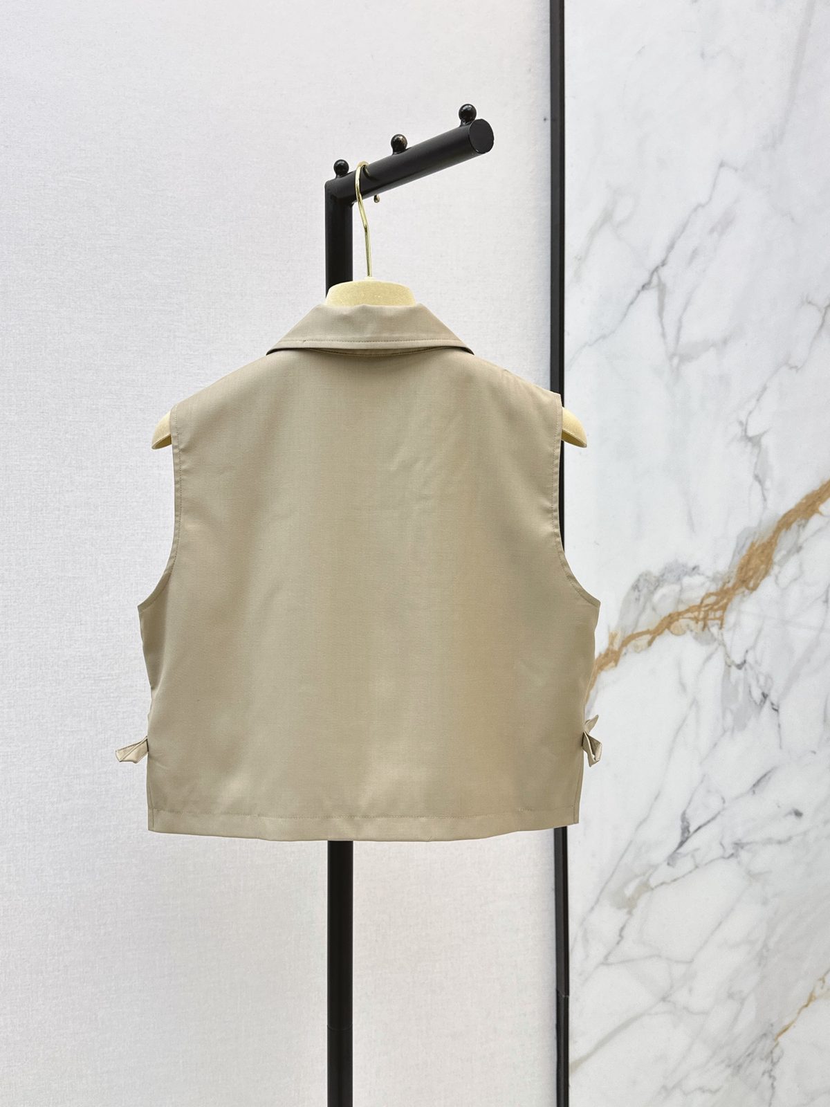 Miu Miu Collared Wool Vest Beige