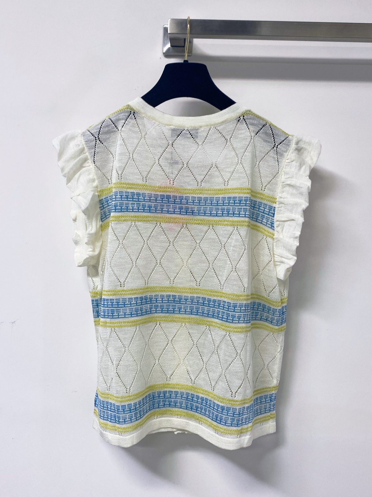 Miu Miu Quilted Striped Knit Cardigan Vest