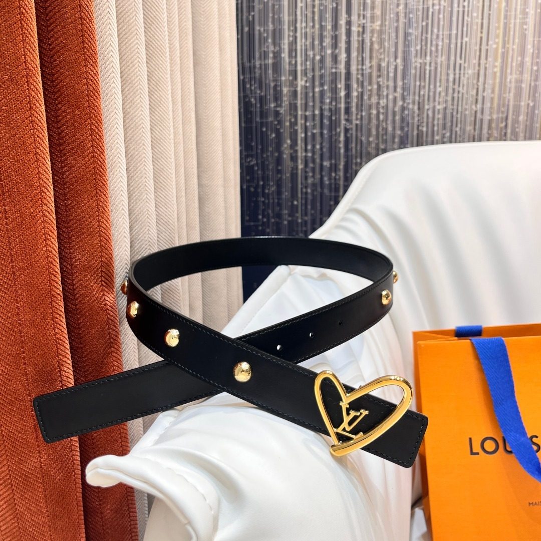Louis Vuitton Heart Buckle Black Leather Belt