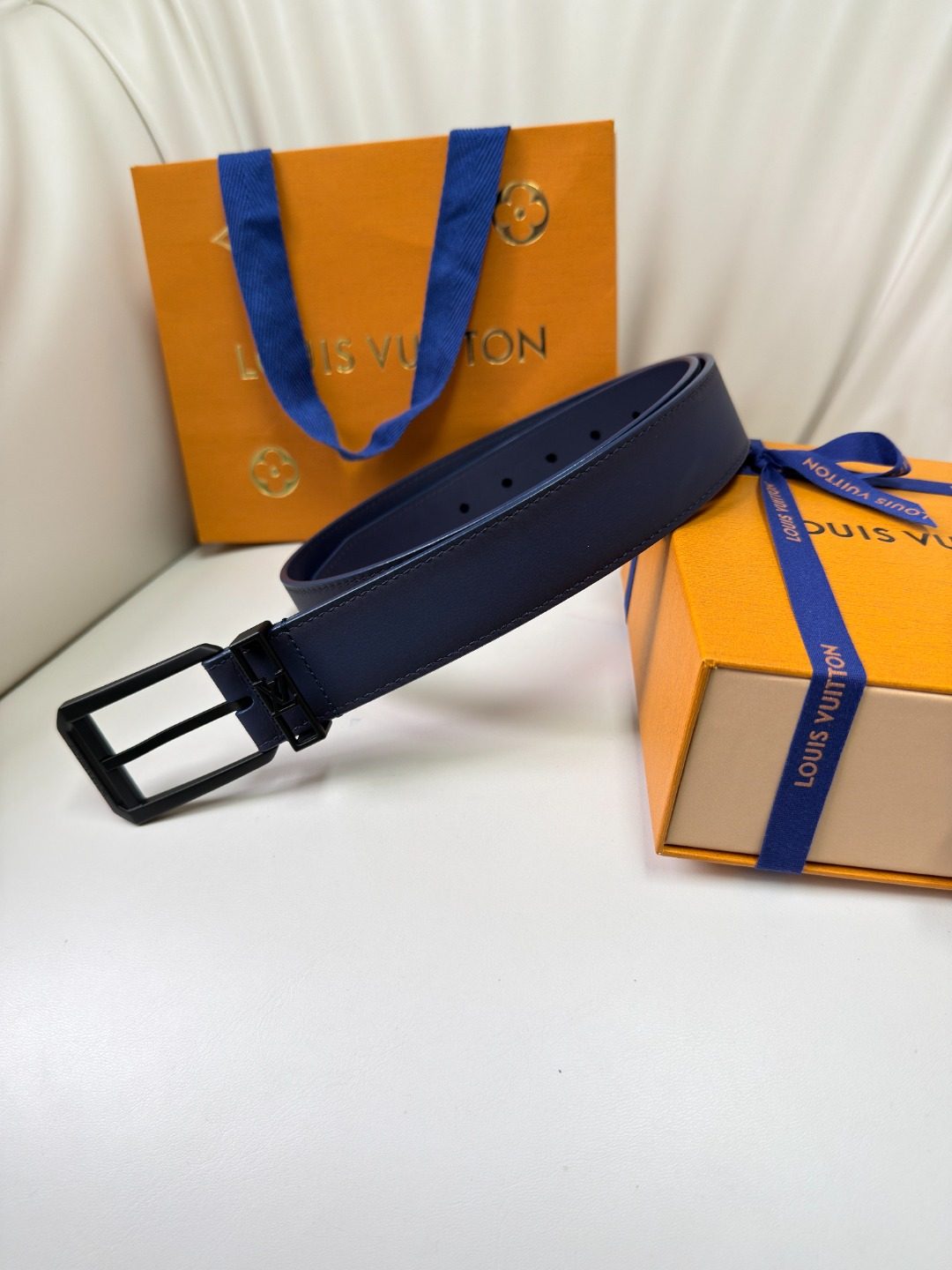 Louis Vuitton Monogram Navy Leather Belt