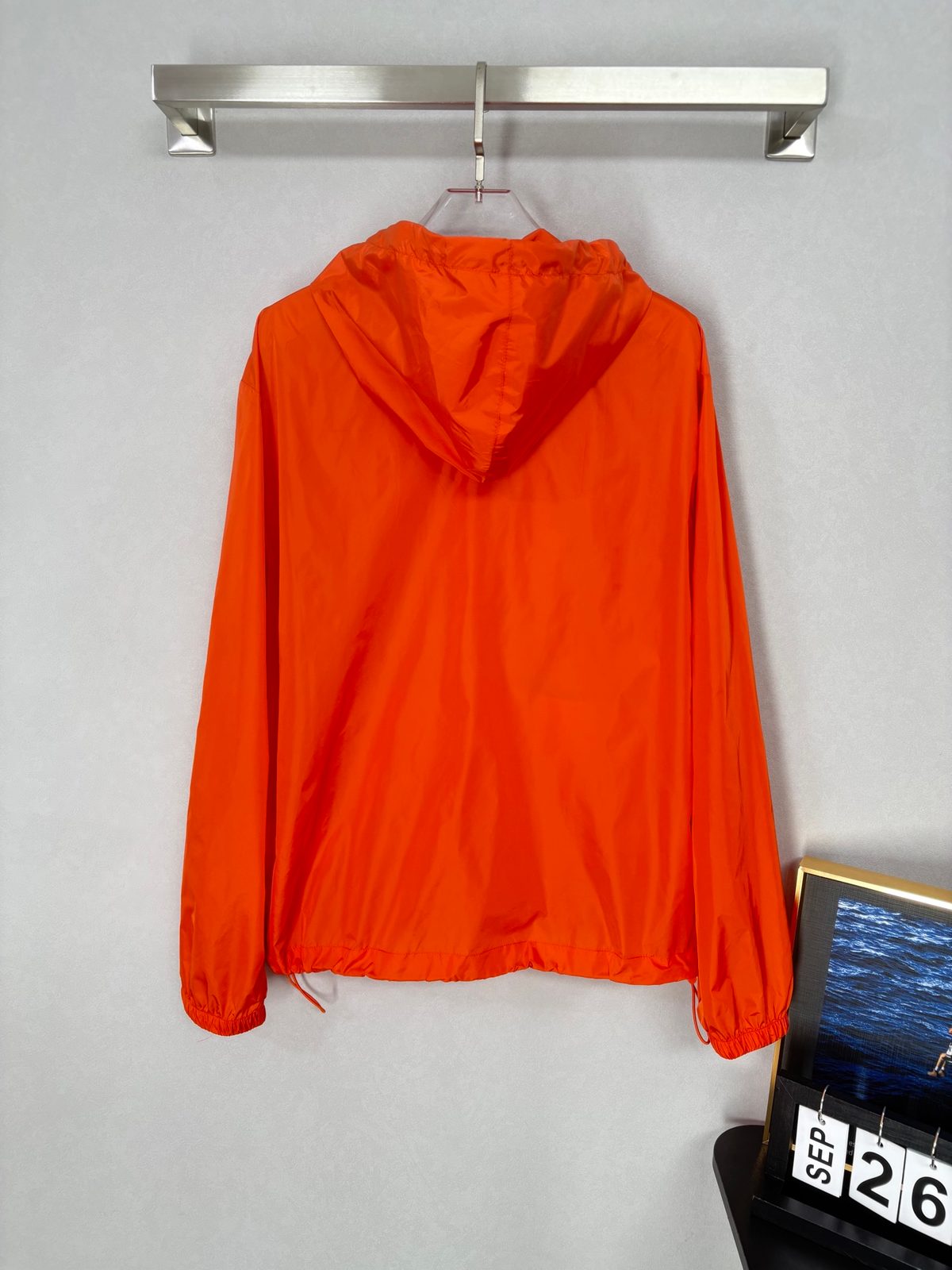 Orange Hooded Windbreaker Jacket