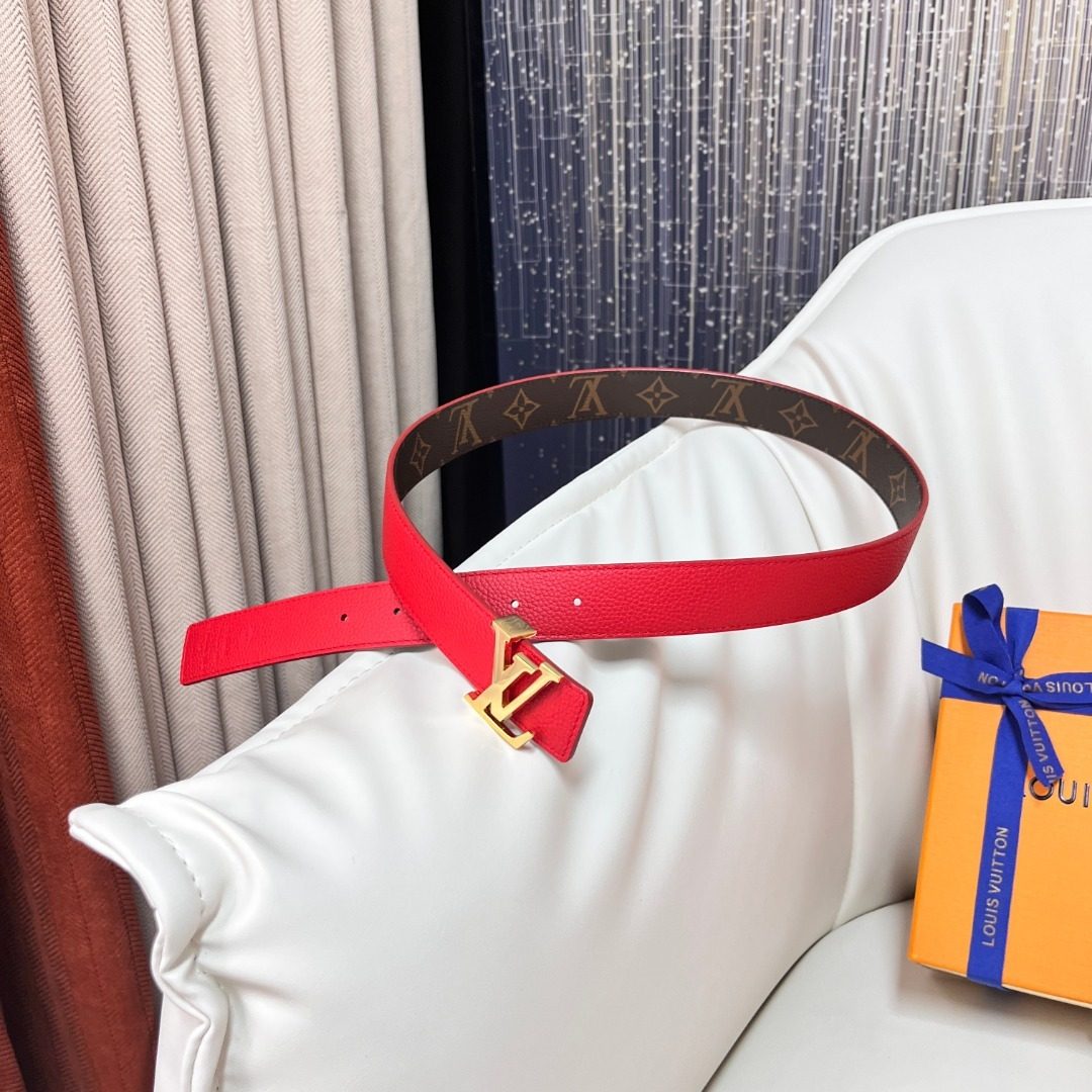 Louis Vuitton Monogram Red Leather Belt