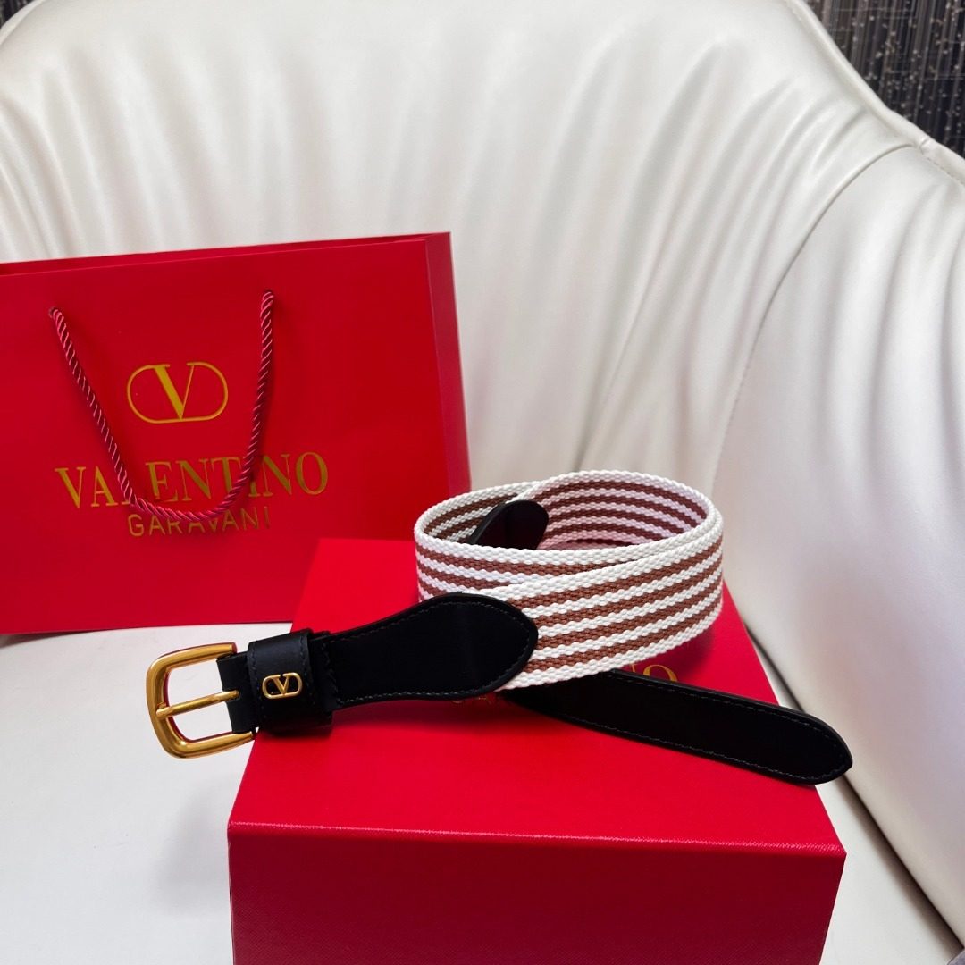 Valentino Garavani Striped Canvas Belt
