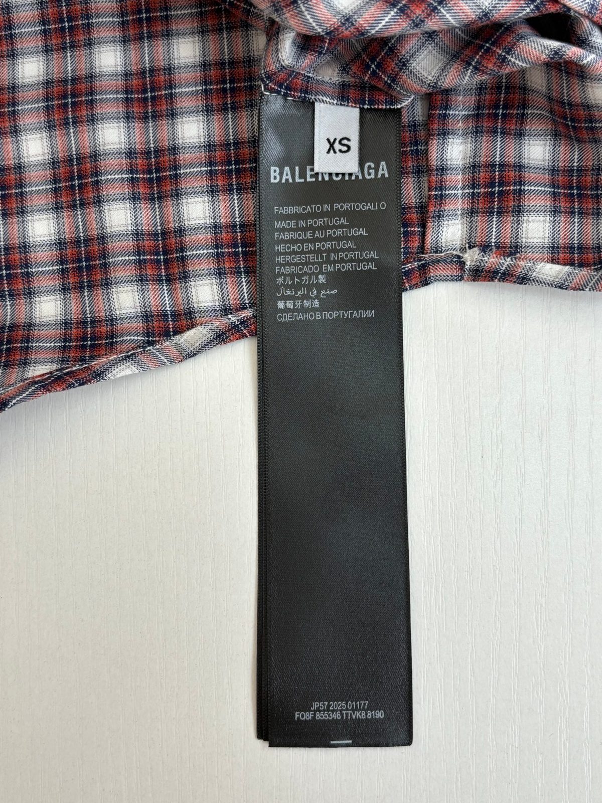 Balenciaga Red Plaid Wool Shirt XS