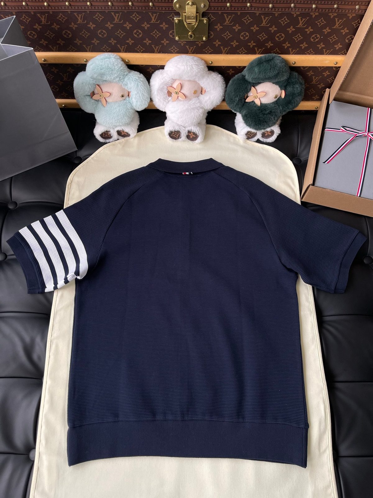 Thom Browne Navy Striped Sleeve Sweatshirt