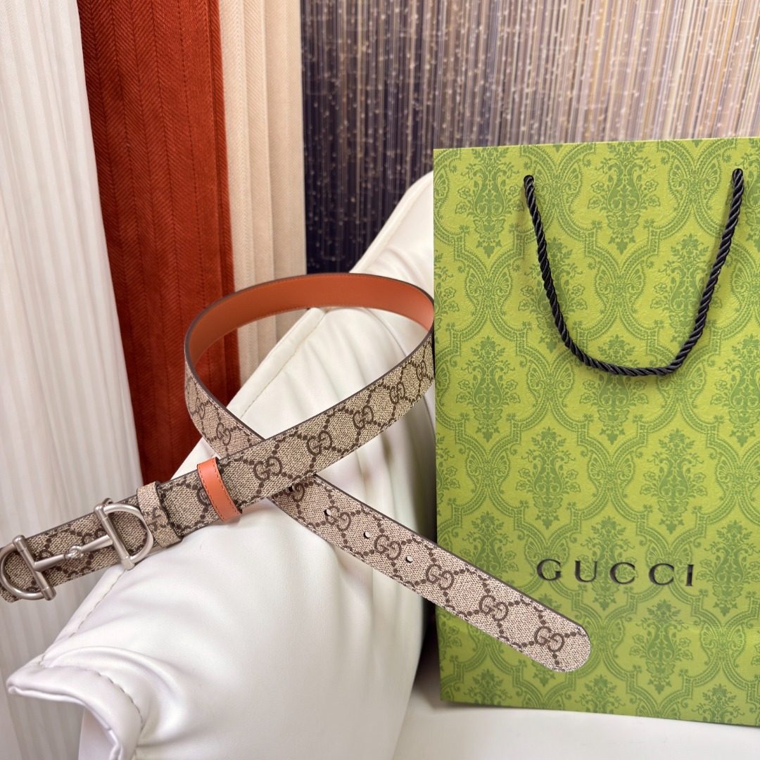 Gucci GG Canvas Leather Belt