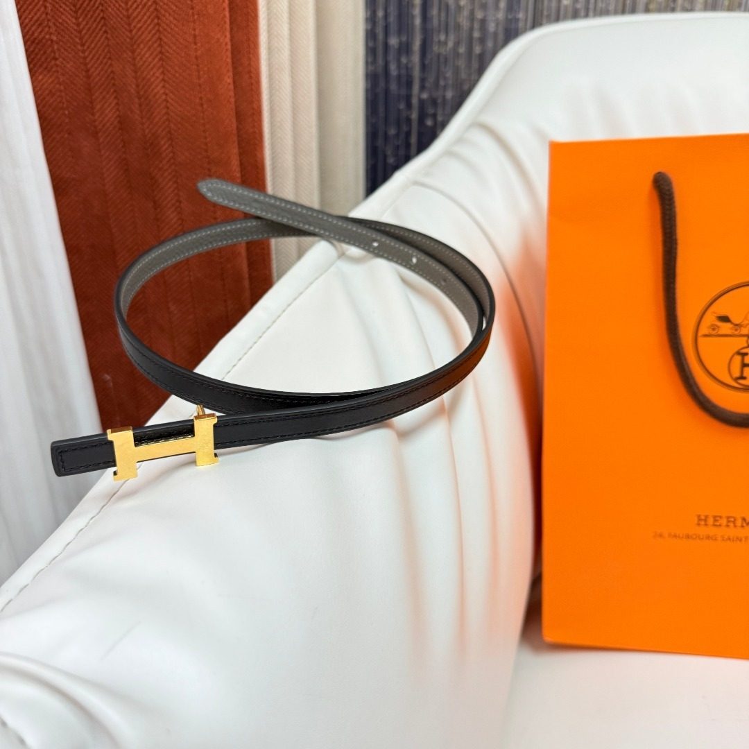 Hermès H Constance Leather Belt Black