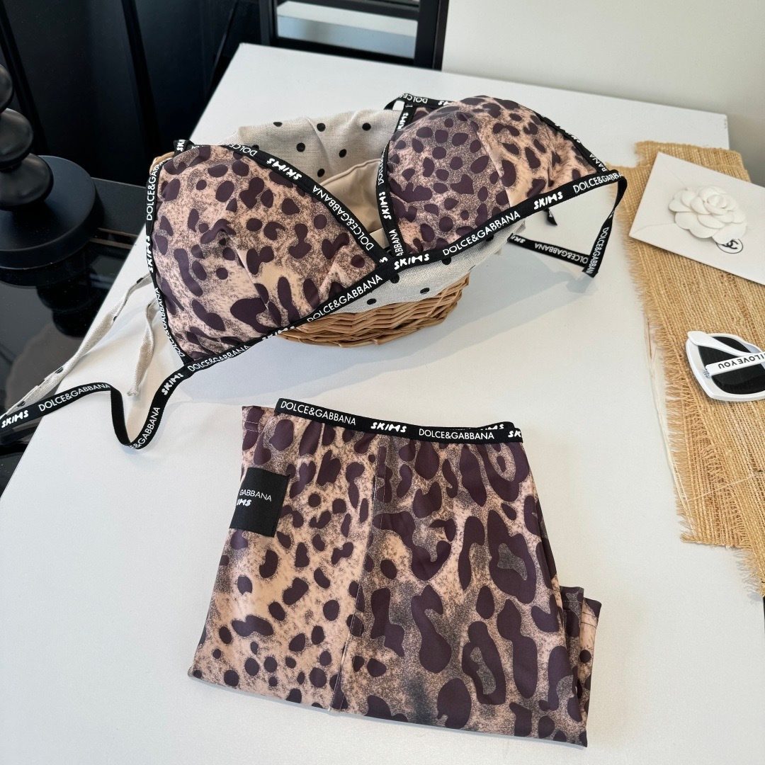 Dolce & Gabbana Skims Leopard Print Swim Set