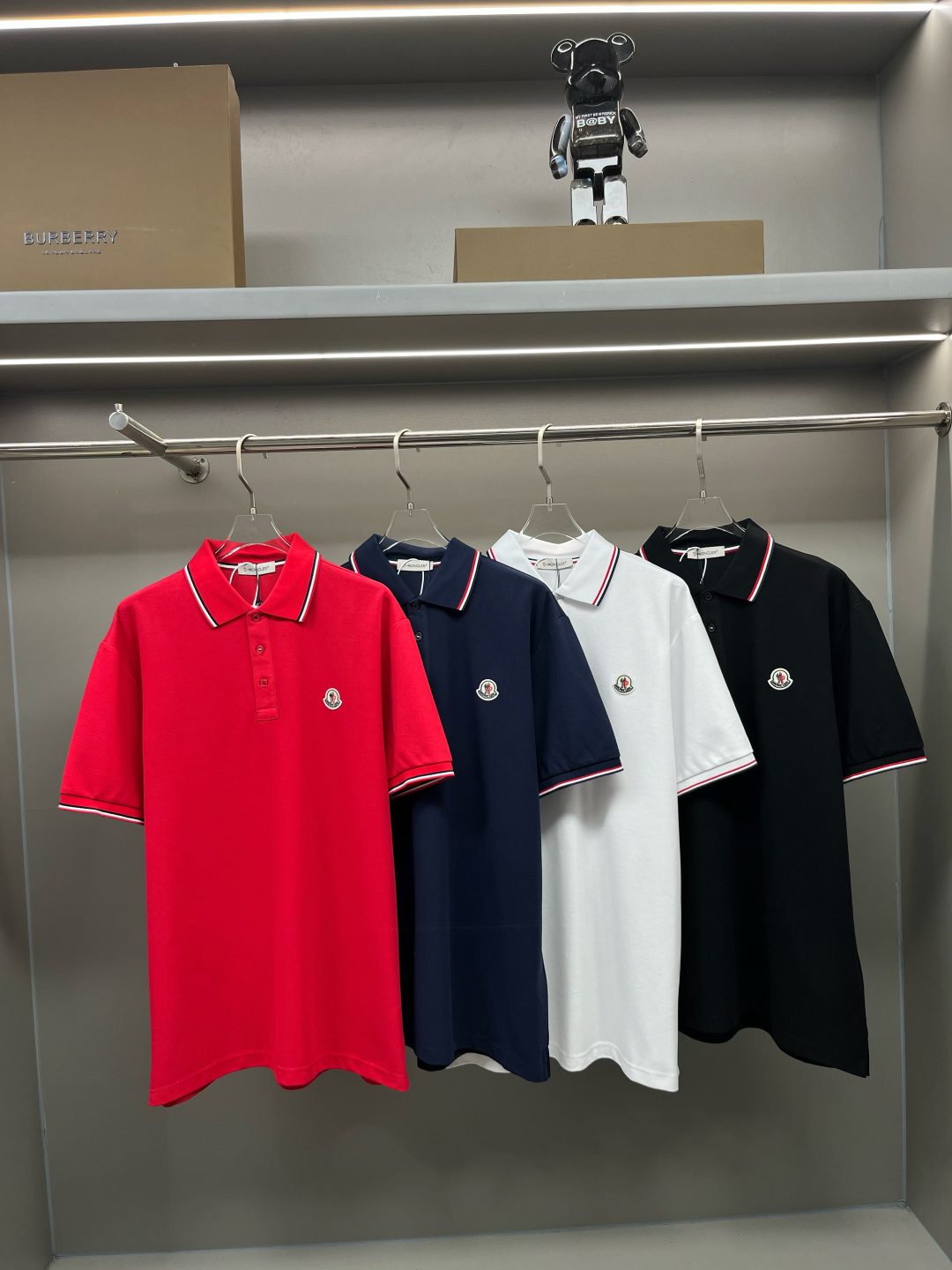 Burberry Striped Collar Short Sleeve Polo Shirt