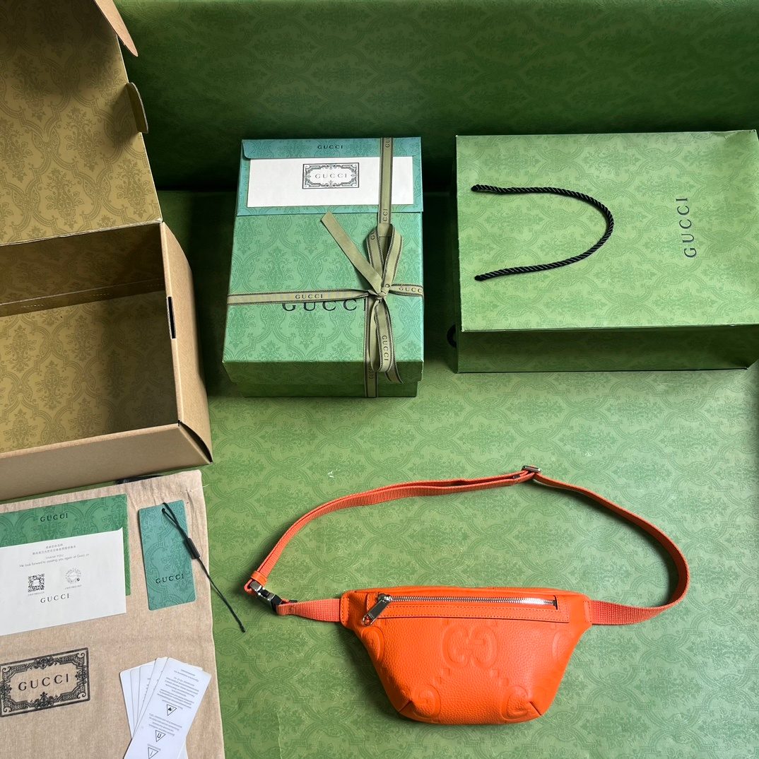Gucci Orange Leather GG Marmont Belt Bag