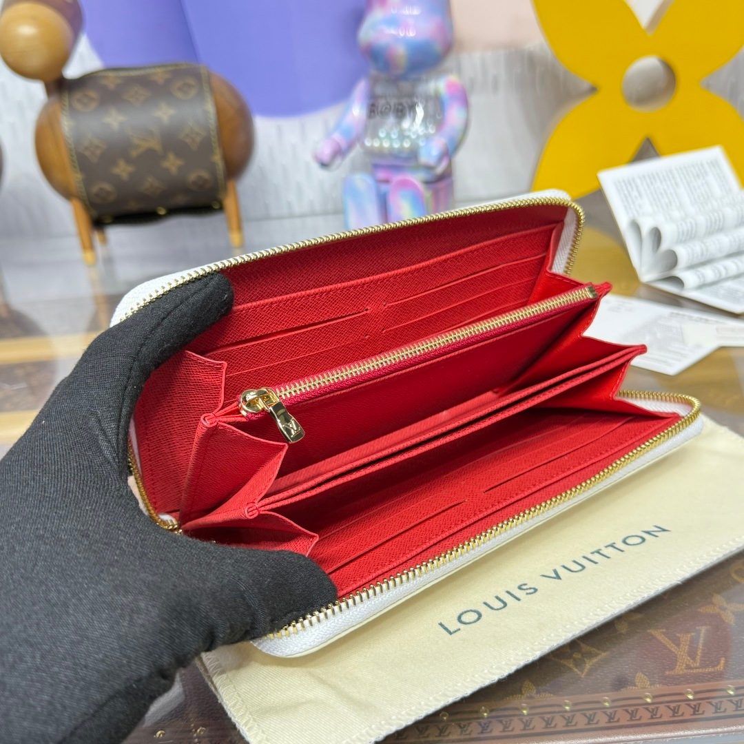 Louis Vuitton Damier Azur Zippy Wallet Red