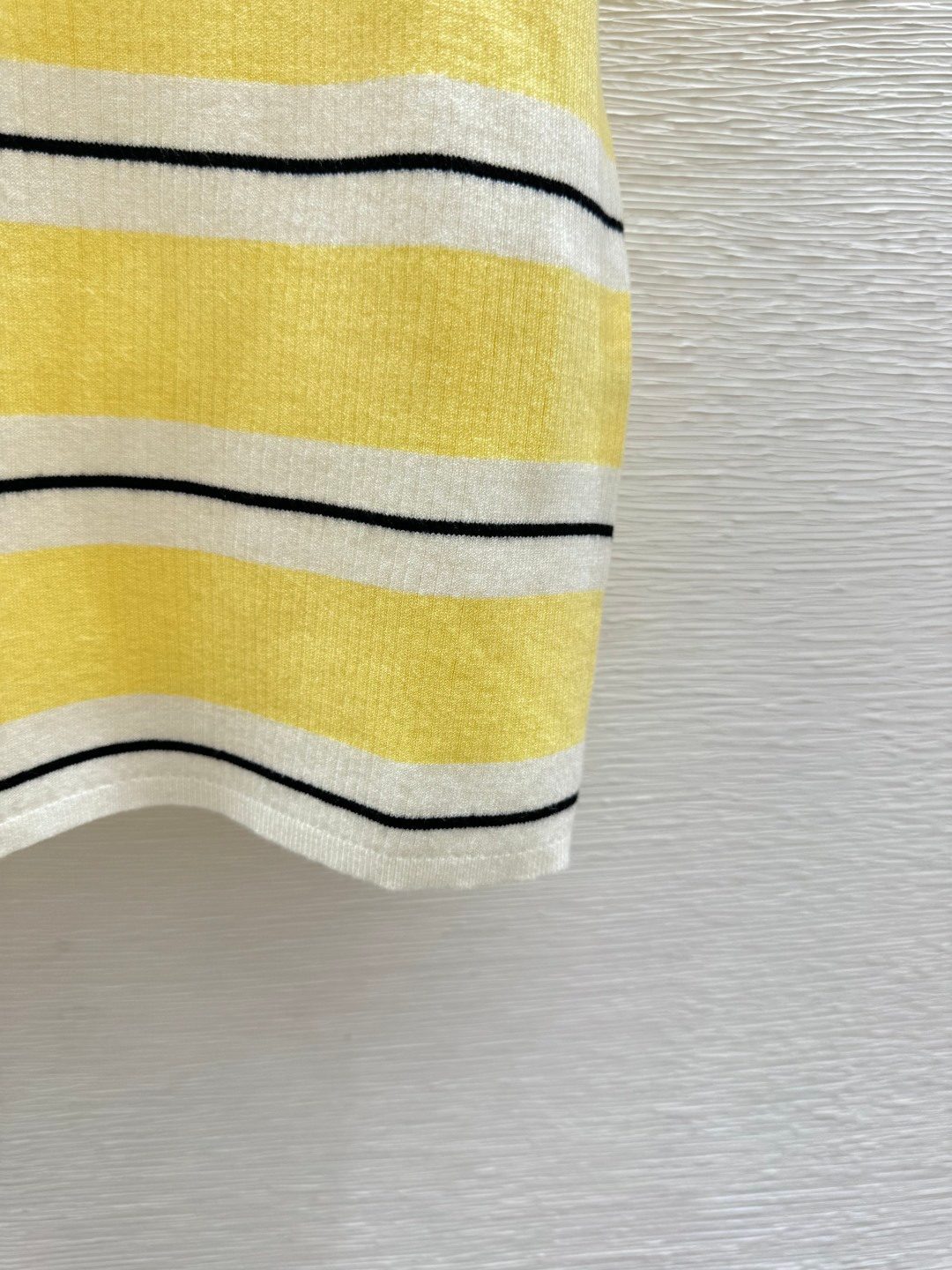 Striped Tencel Polo Shirt Yellow White