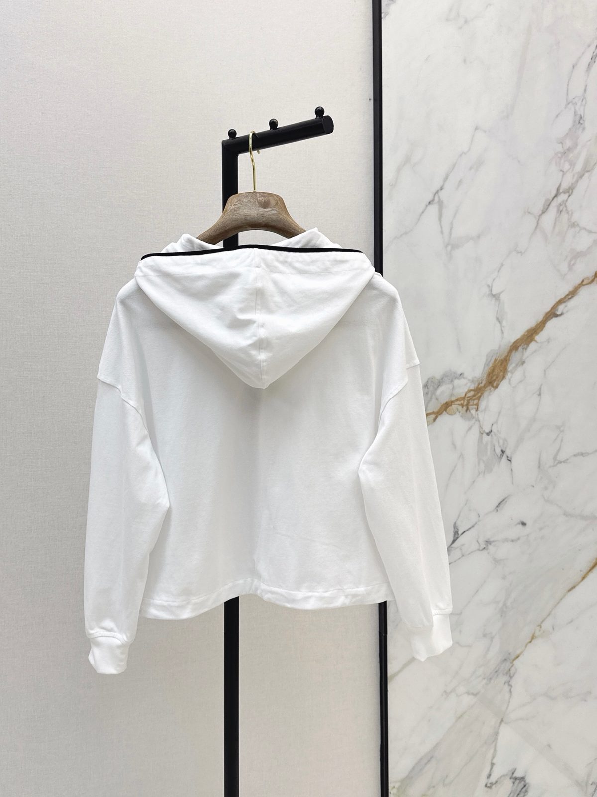Luxury White Cotton Hoodie Sweatshirt