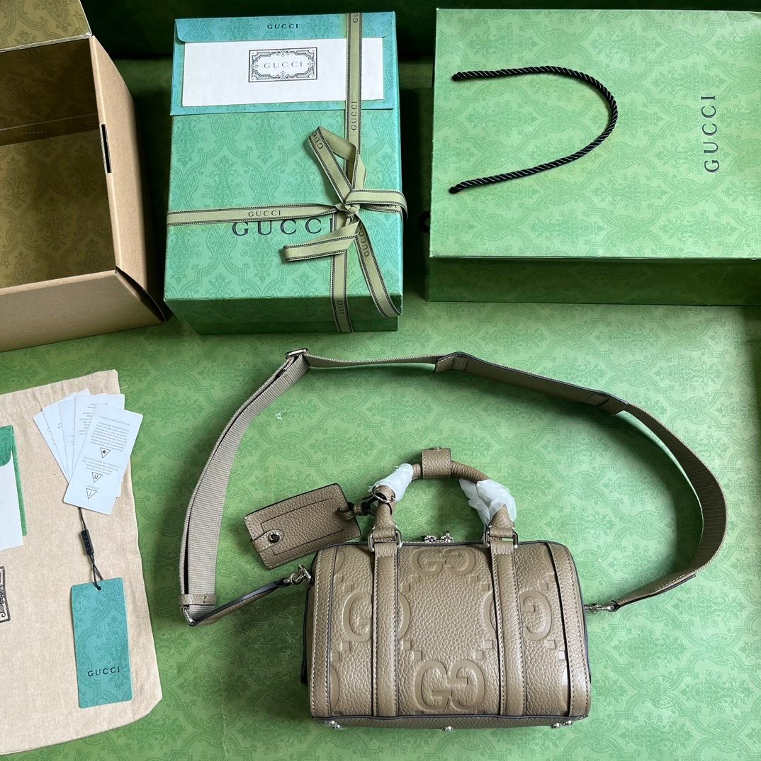 Gucci GG Embossed Leather Boston Bag