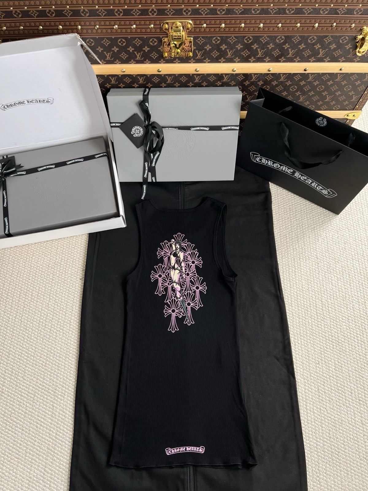 Chrome Hearts Floral Cross Tank Top Black