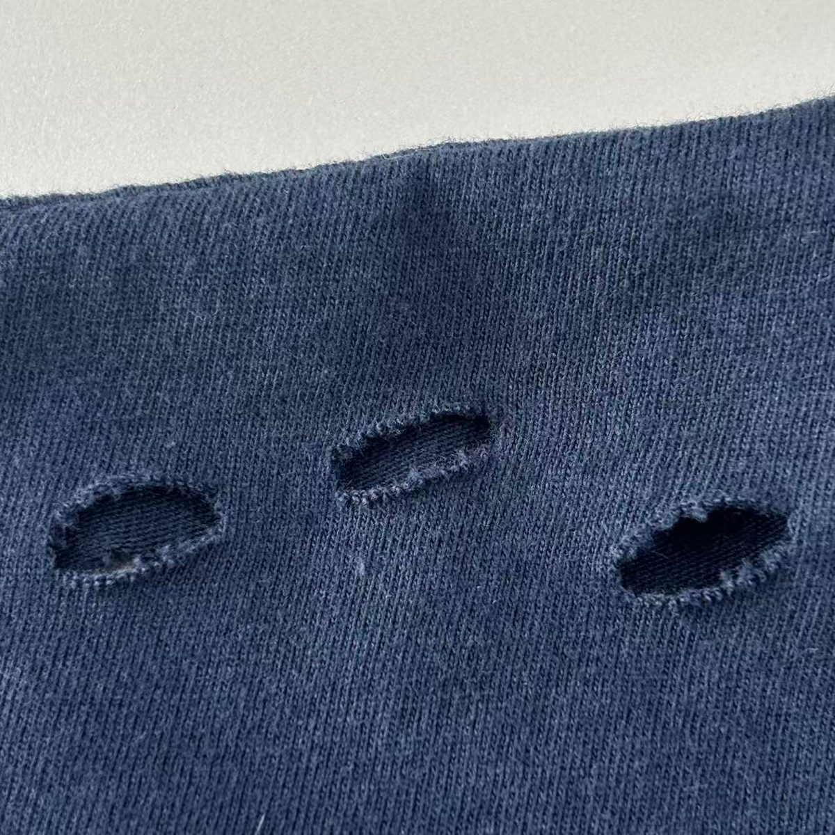 Navy Distressed Knit Crewneck Sweater