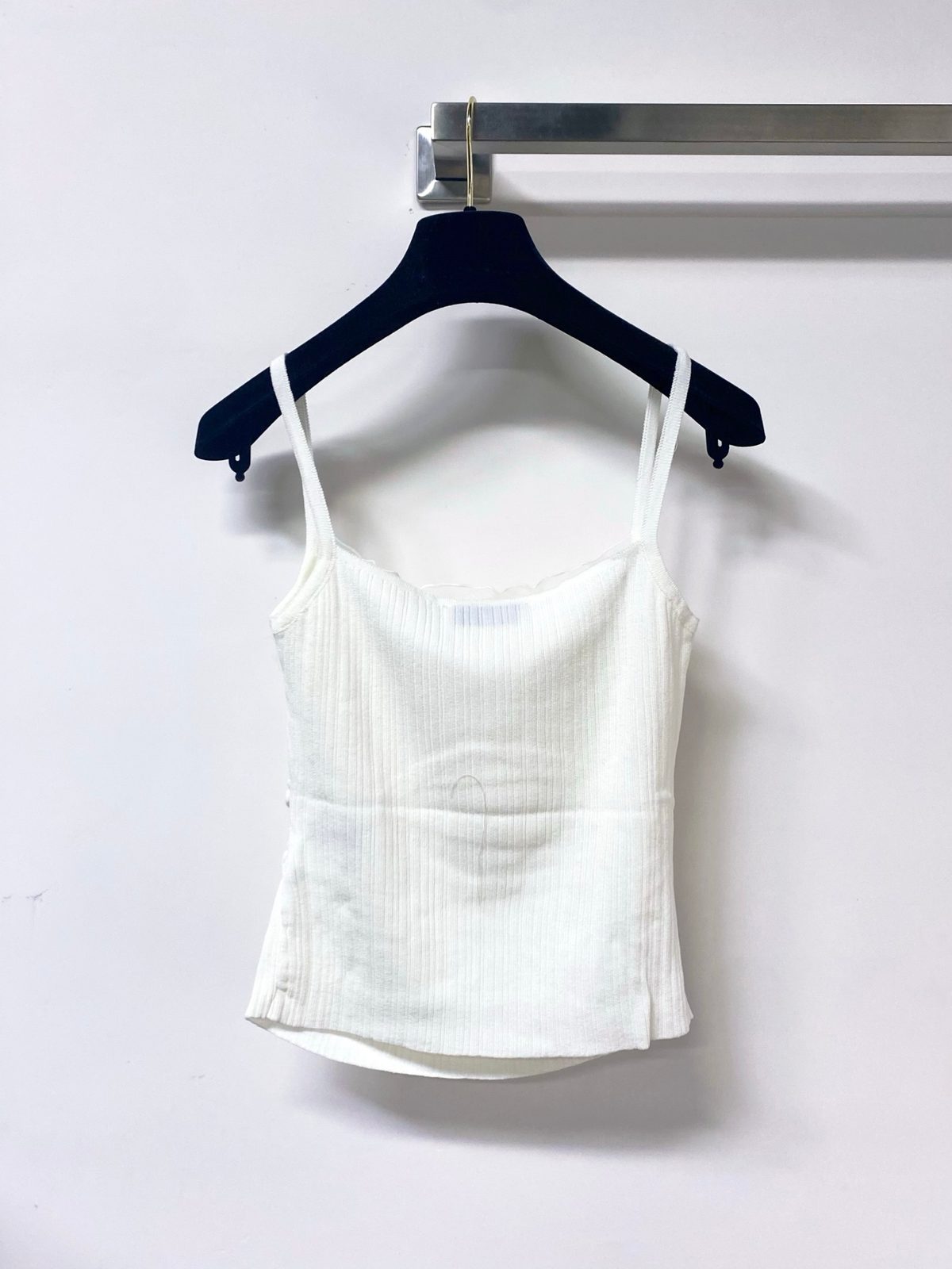 Miu Miu White Ribbed Camisole Tank Top