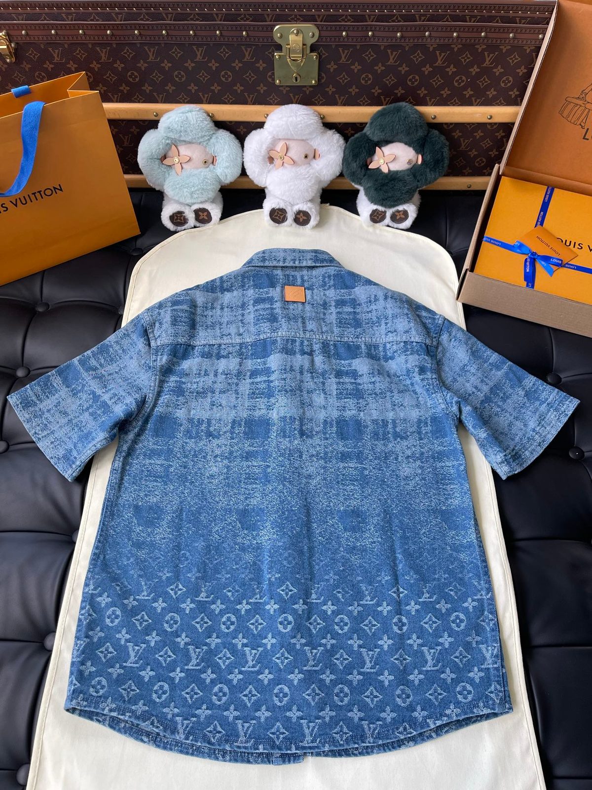 Louis Vuitton Monogram Denim Shirt and Shorts Set
