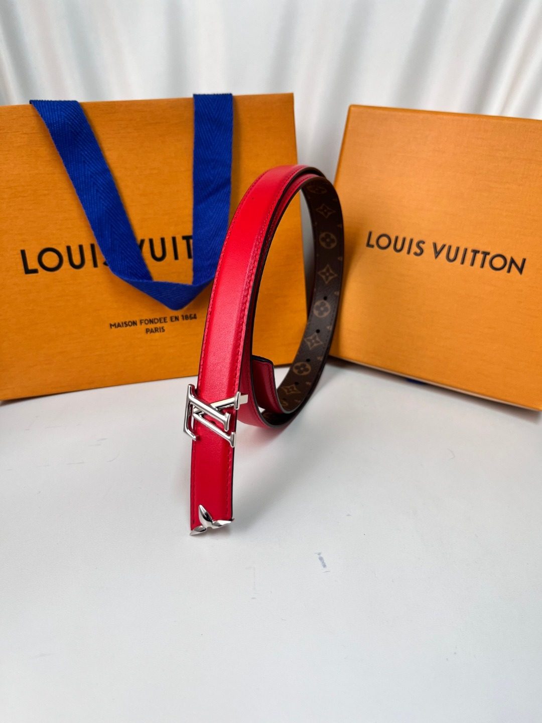 Louis Vuitton Reversible Leather Belt Red