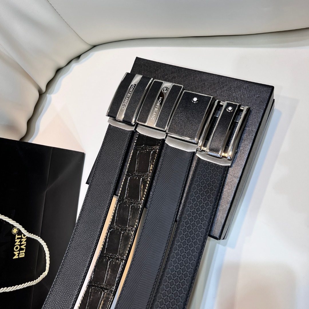 Montblanc Leather Belt with Metal Buckle