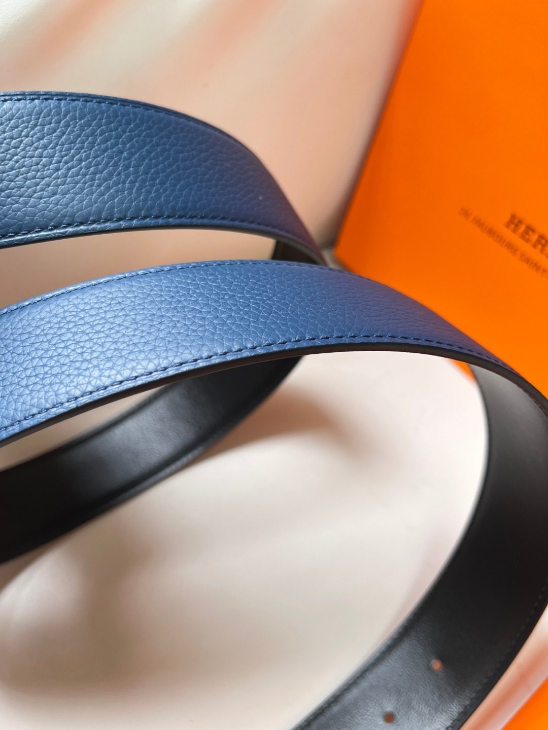 Hermès Reversible Leather Belt with Gold Buckle