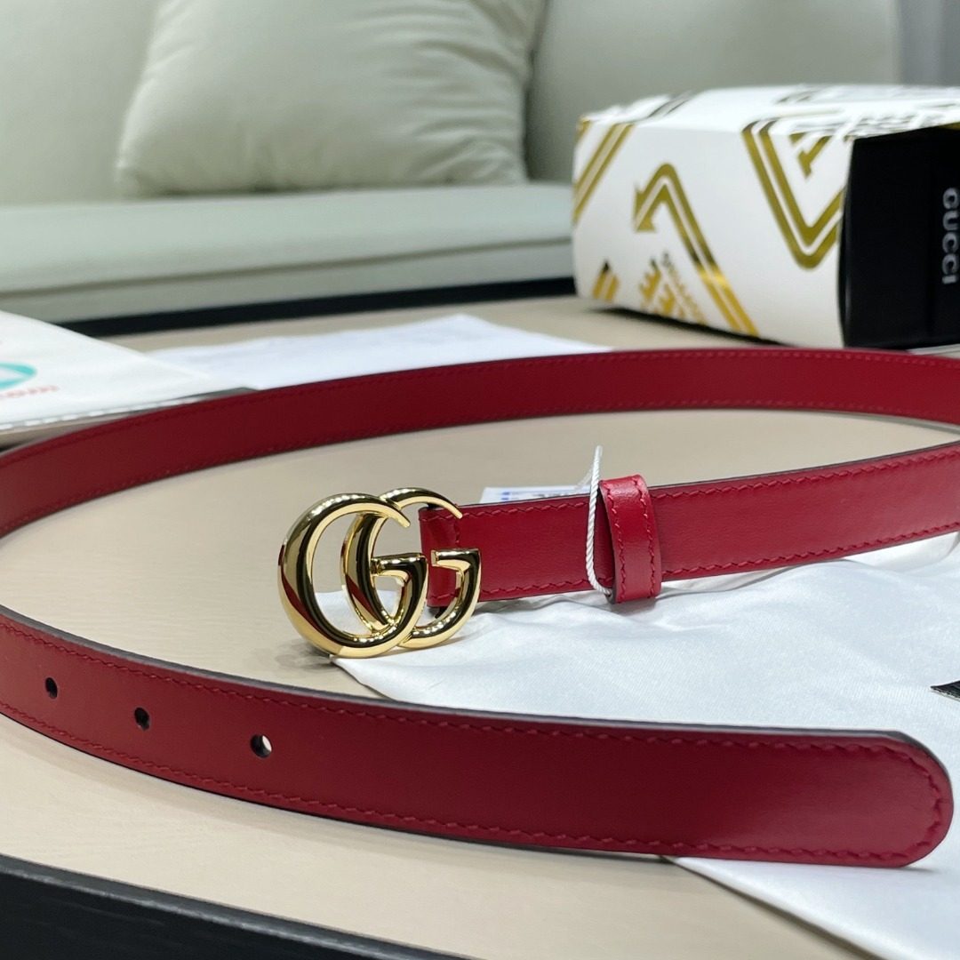Gucci GG Marmont Red Leather Belt