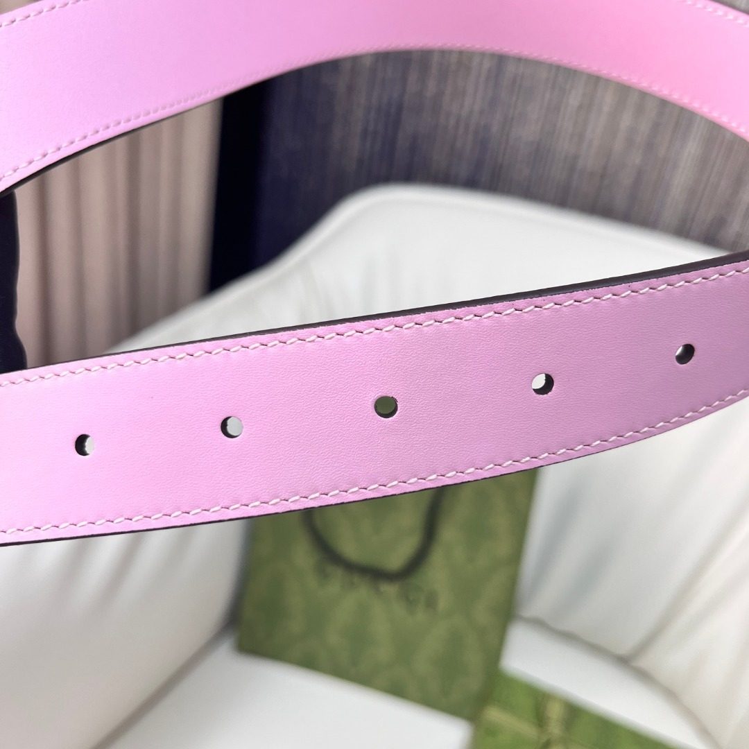 Pink Leather Belt with Multiple Holes