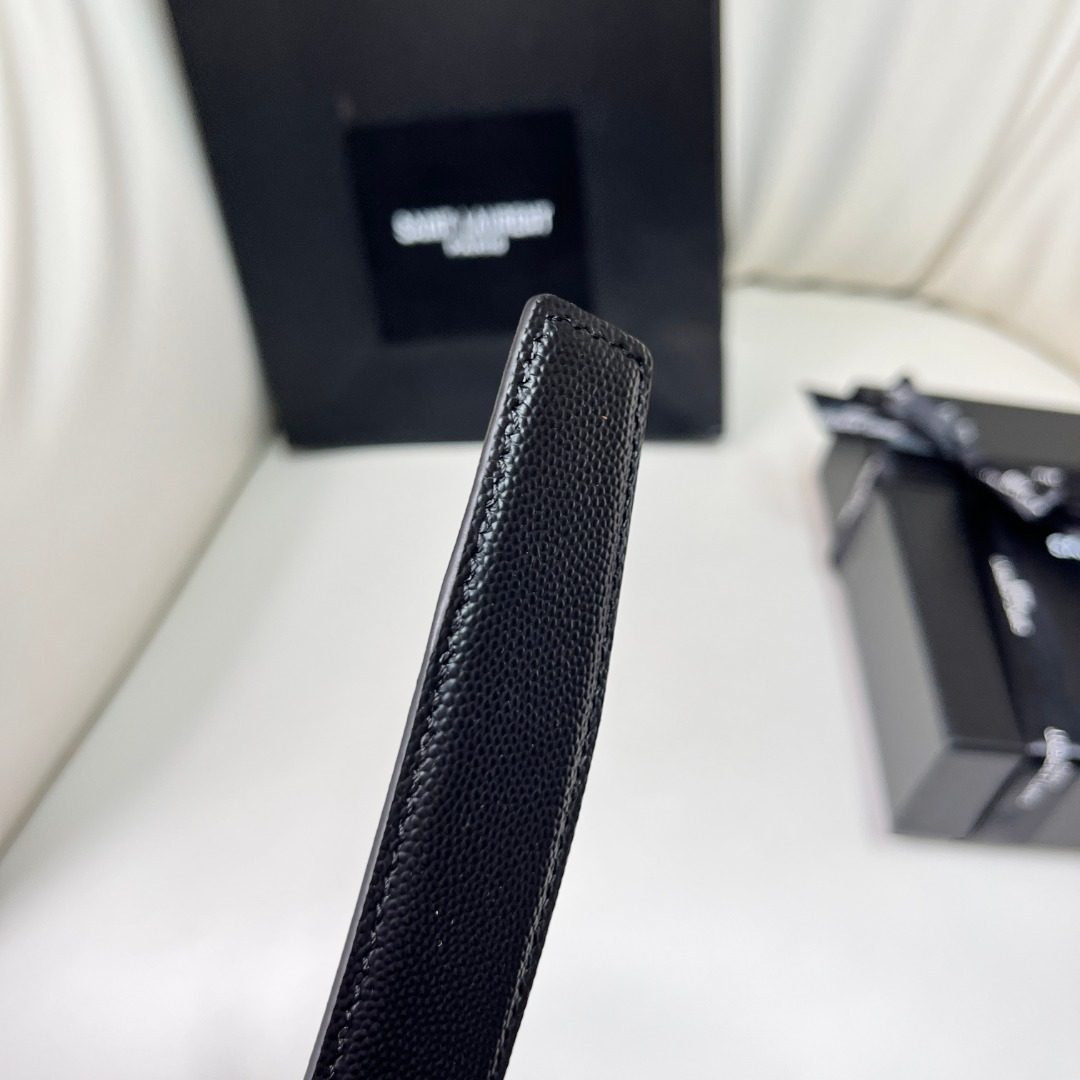 Saint Laurent Paris Leather Belt Black