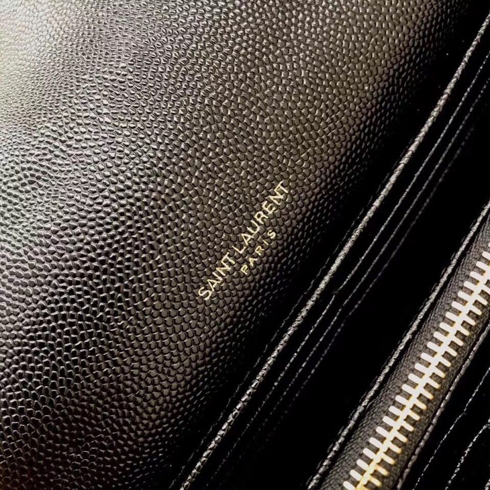 Saint Laurent Black Pebbled Leather Wallet