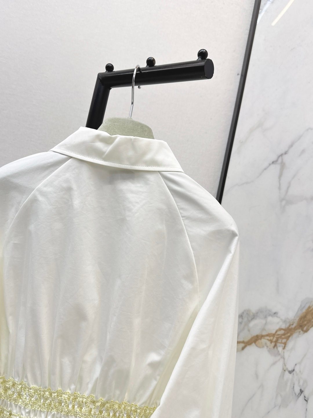 Hermès White Smocked Cotton Shirt