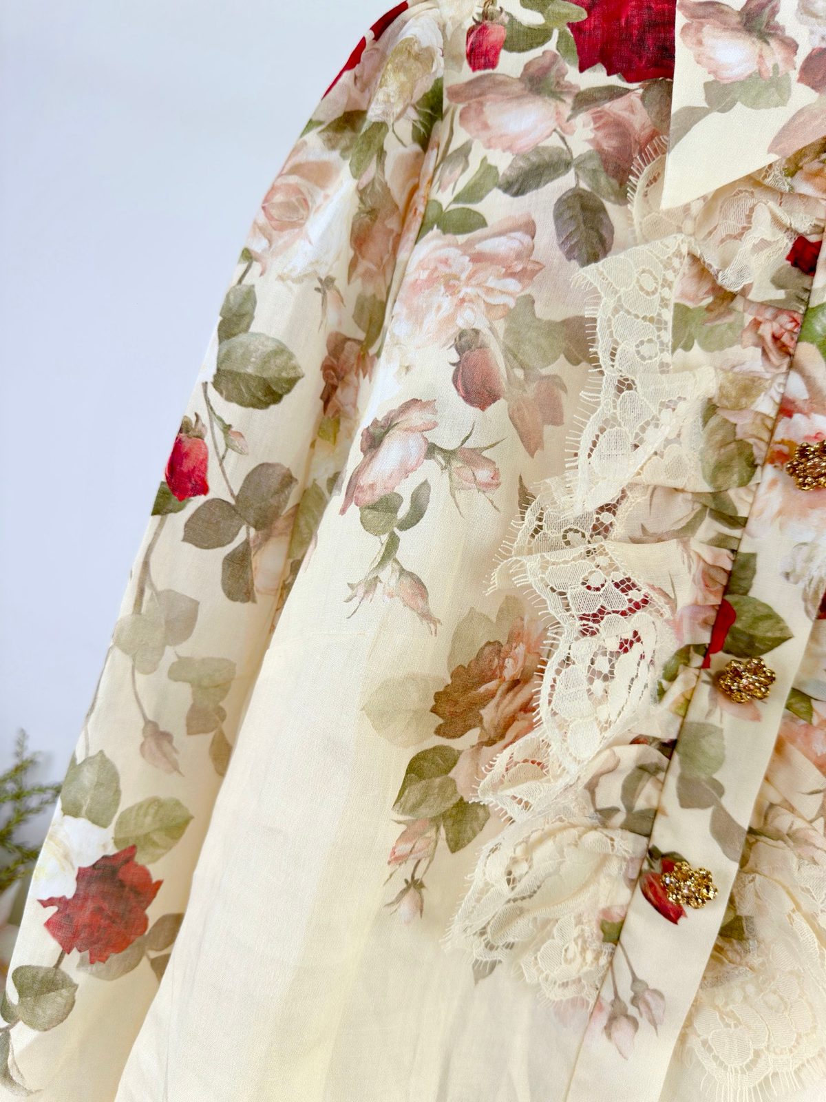 Floral Print Blouse with Lace Detail