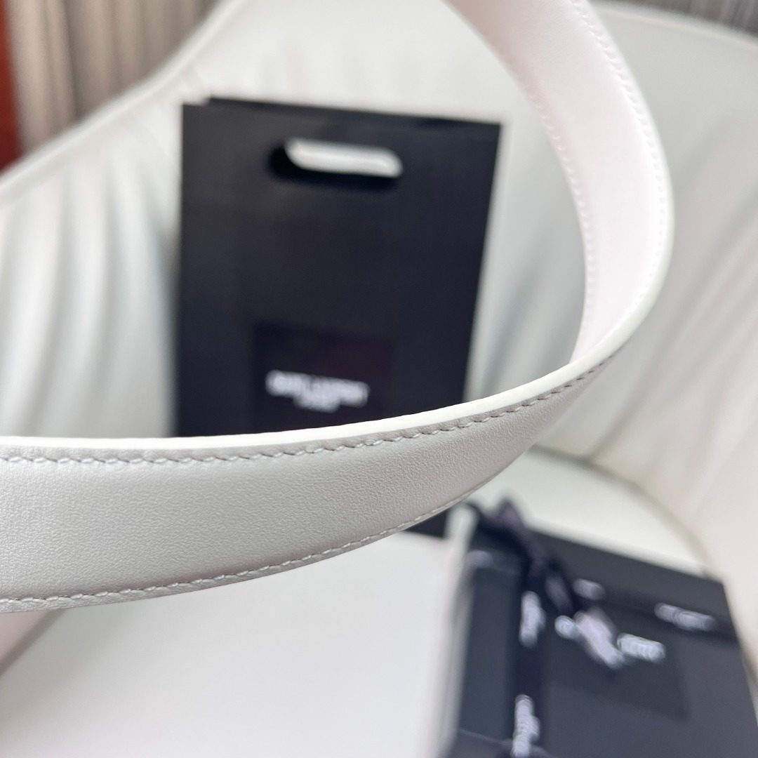 Yves Saint Laurent White Leather Belt